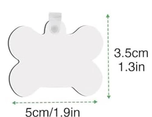Bone-shaped personalized pet keychain size guide – 5 x 3.5 cm (1.9 x 1.3 in)
