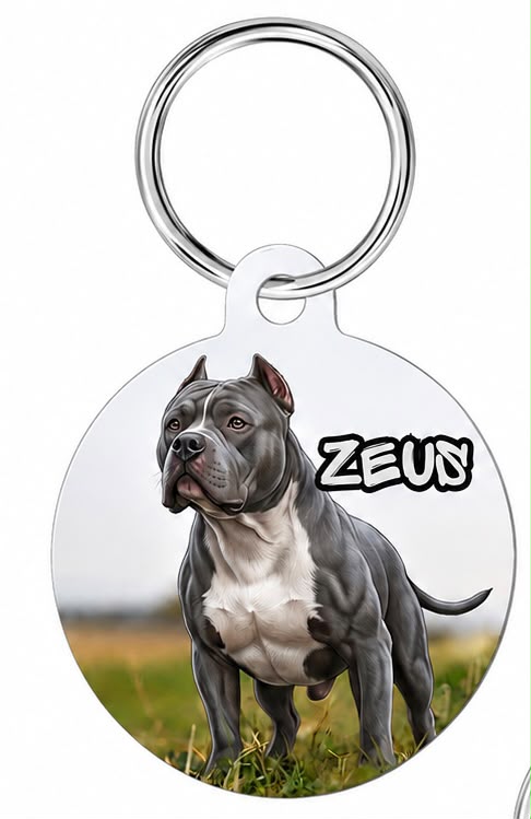     Personalized pet photo keychain with dog photo and name – circle design