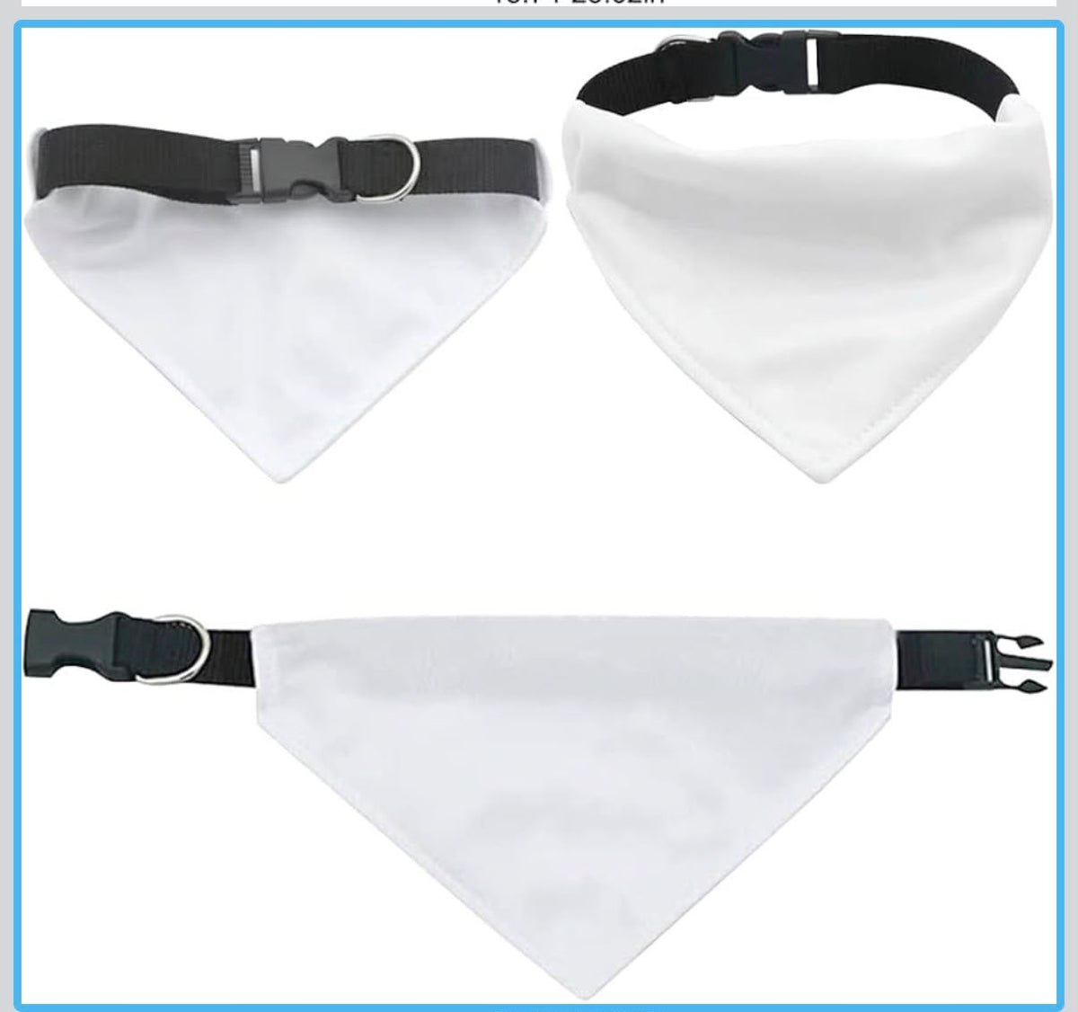  White personalized dog bandana with adjustable collar ready for custom design